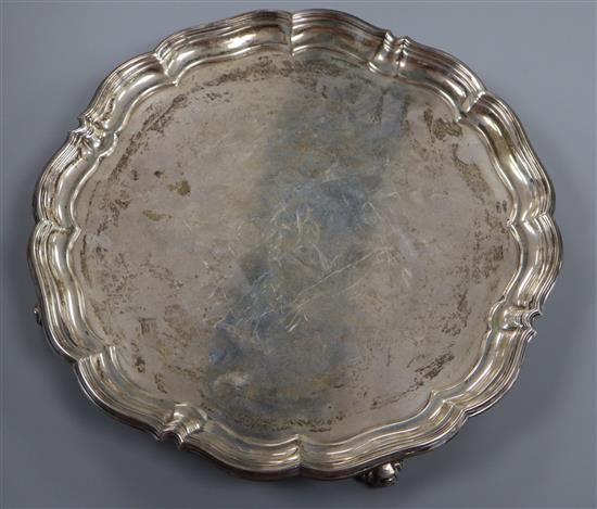 A George V silver salver by Carrington & Co, London, 1927, 19 oz.